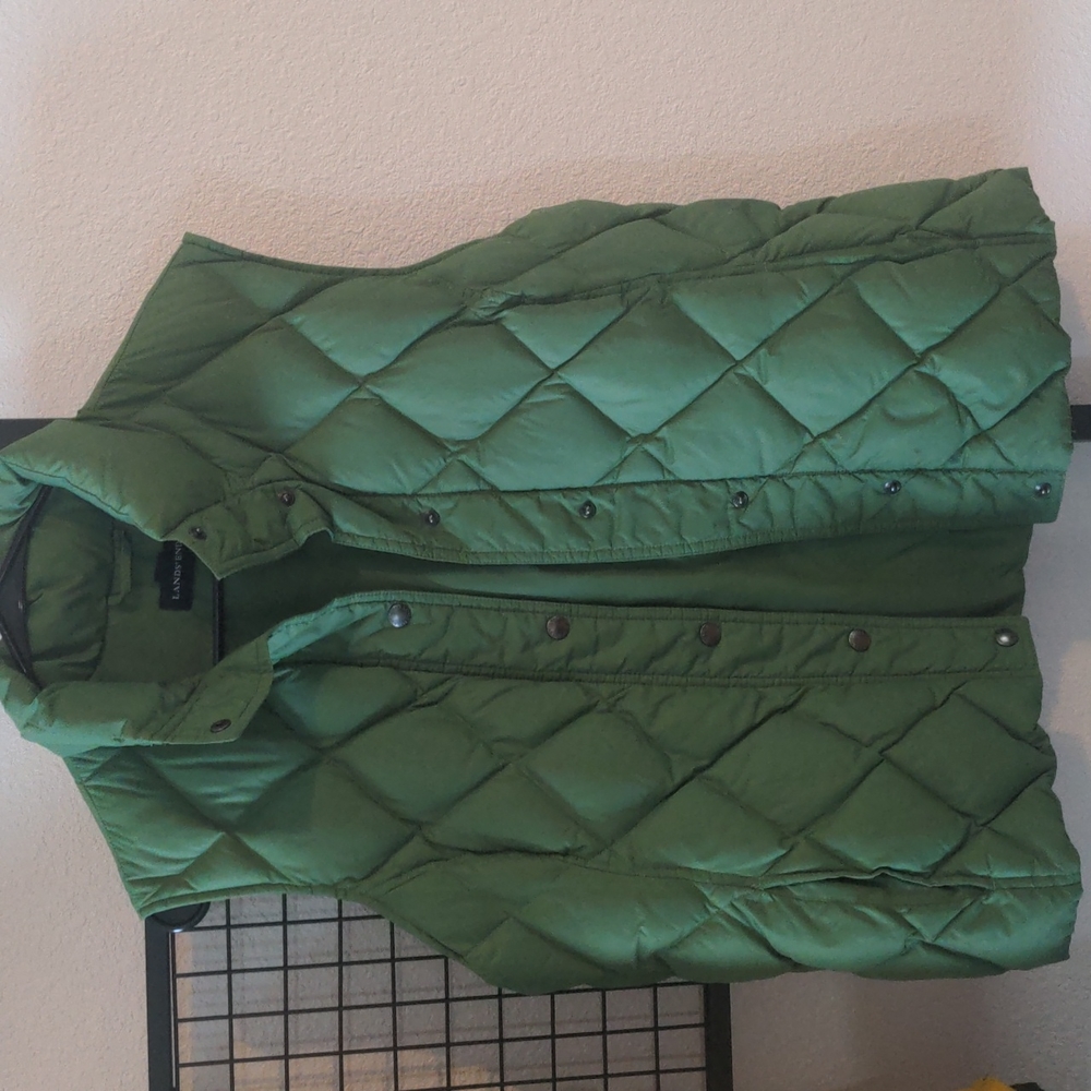 Lands End Green Puffer Vest Large